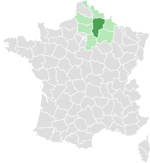 Carte de France : Aisne et départements limitrophes