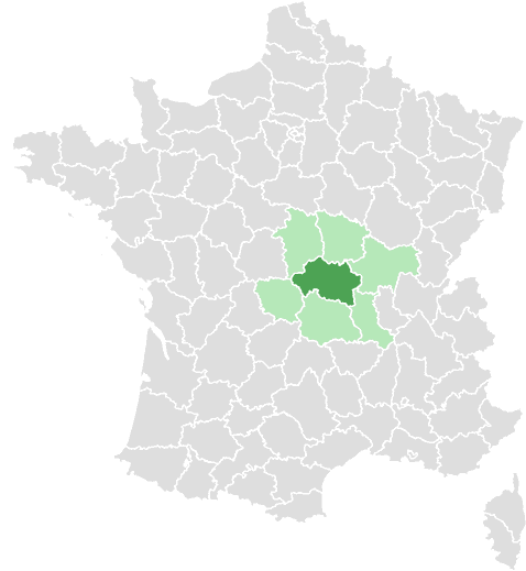 Carte de France : Allier et départements limitrophes