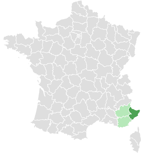 Carte de France : Alpes-Maritimes et départements limitrophes
