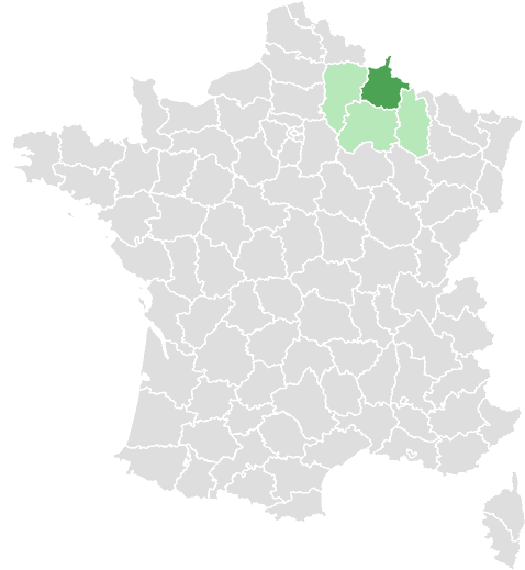 Carte de France : Ardennes et départements limitrophes