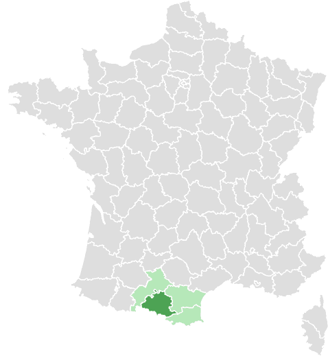 Carte de France : Ariège et départements limitrophes