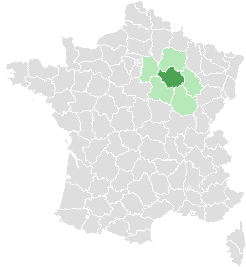 Carte de France : Aube et départements limitrophes