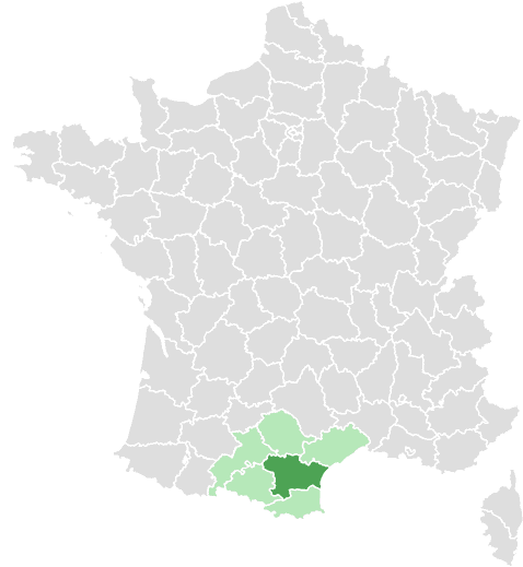Carte de France : Aude et départements limitrophes