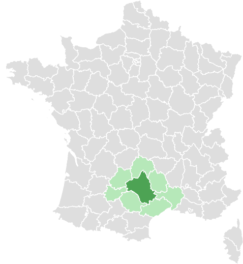 Carte de France : Aveyron et départements limitrophes