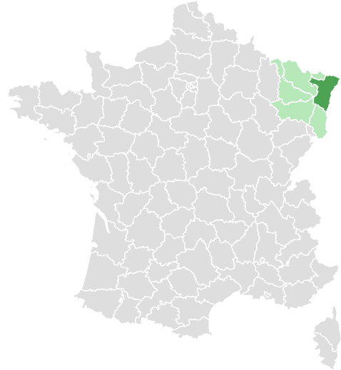 Carte de France : Bas-Rhin et départements limitrophes