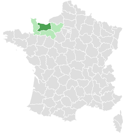Carte de France : Calvados et départements limitrophes