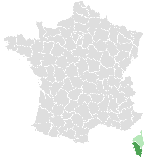 Carte de France : Corse-du-Sud et départements limitrophes
