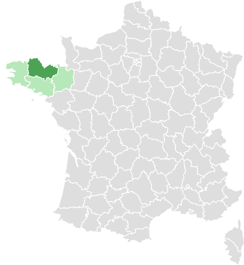 Carte de France : Côtes-d’Armor et départements limitrophes