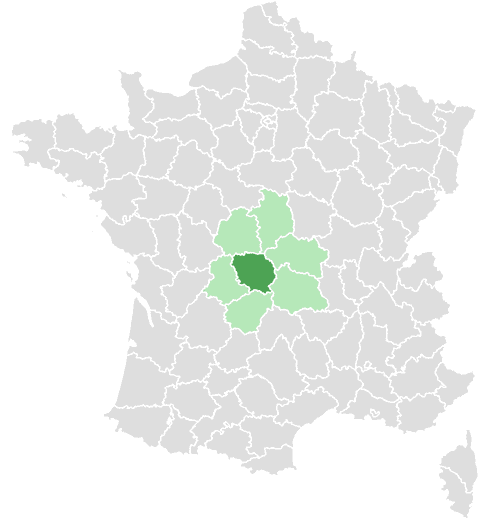 Carte de France : Creuse et départements limitrophes