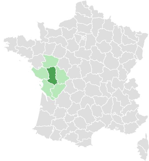 Carte de France : Deux-Sèvres et départements limitrophes