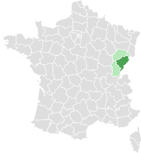 Carte de France : Doubs et départements limitrophes