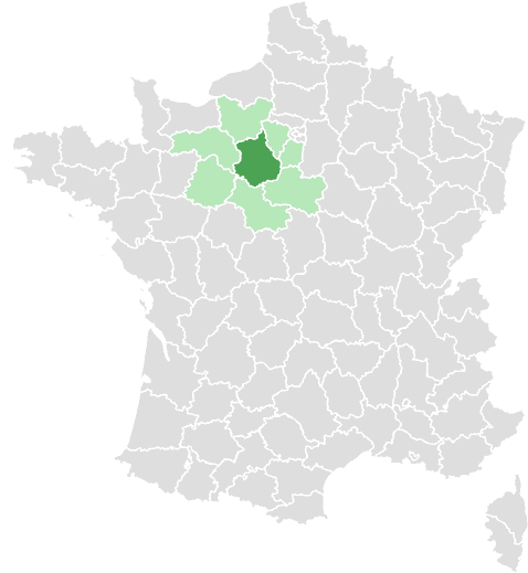 Carte de France : Eure-et-Loir et départements limitrophes