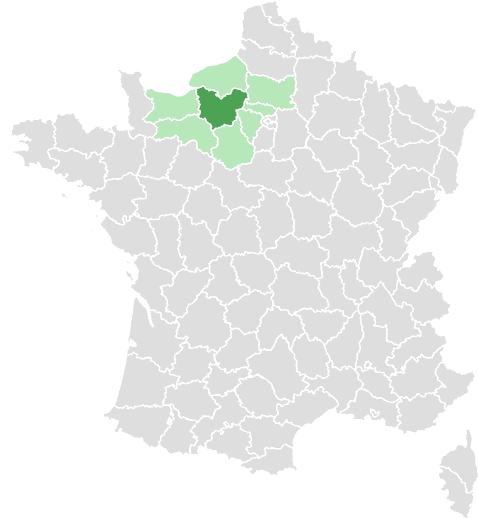 Carte de France : Eure et départements limitrophes