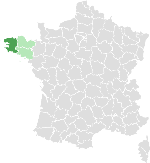 Carte de France : Finistère et départements limitrophes