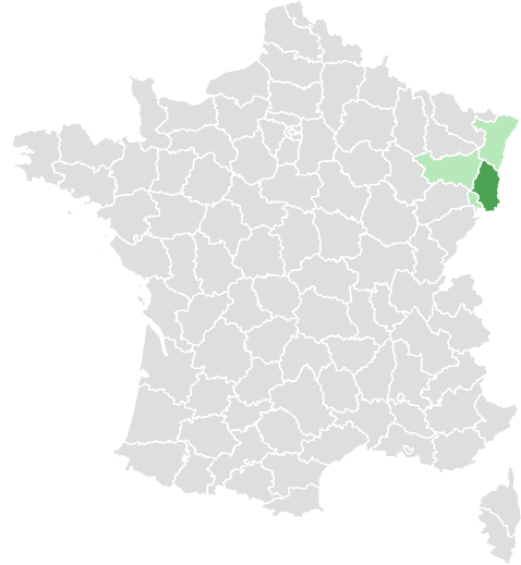 Carte de France : Haut-Rhin et départements limitrophes