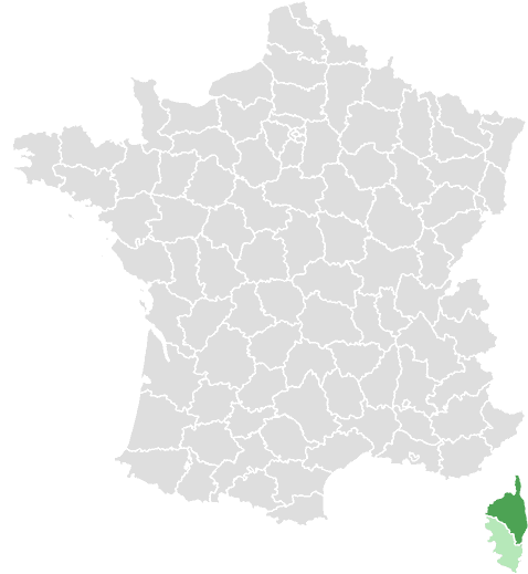 Carte de France : Haute-Corse et départements limitrophes