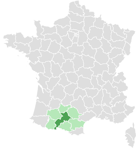 Carte de France : Haute-Garonne et départements limitrophes