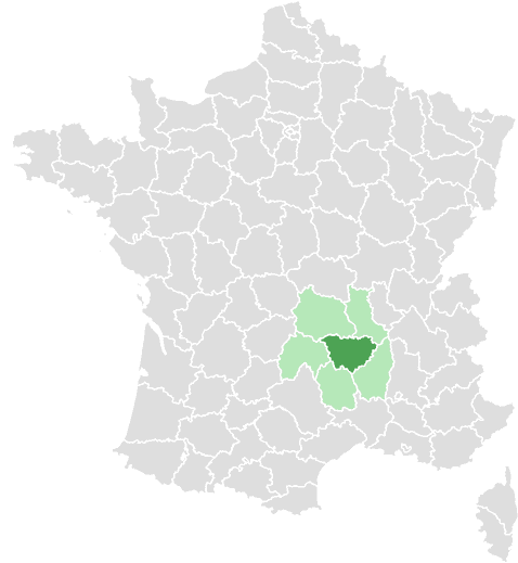 Carte de France : Haute-Loire et départements limitrophes