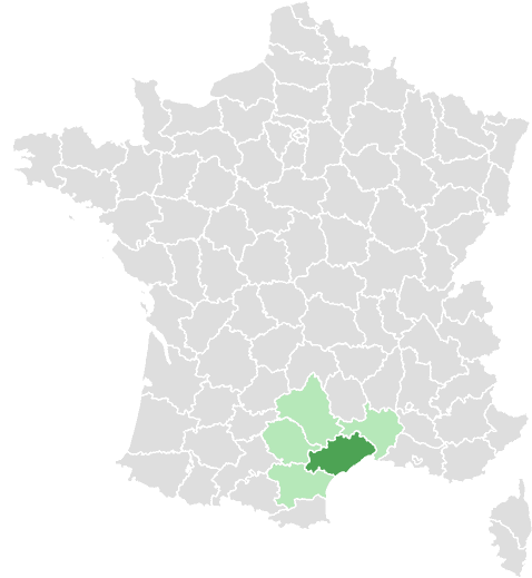 Carte de France : Hérault et départements limitrophes