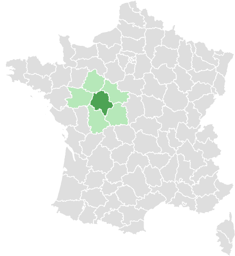 Carte de France : Indre-et-Loire et départements limitrophes