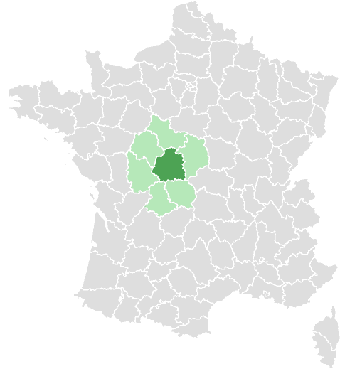 Carte de France : Indre et départements limitrophes