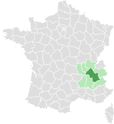 Carte de France : Isère et départements limitrophes