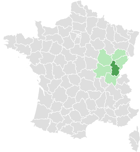 Carte de France : Jura et départements limitrophes