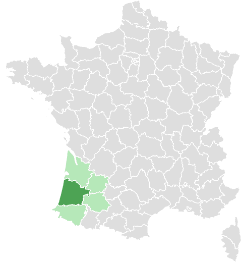 Carte de France : Landes et départements limitrophes
