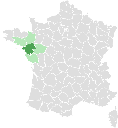 Carte de France : Loire-Atlantique et départements limitrophes