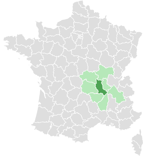 Carte de France : Loire et départements limitrophes