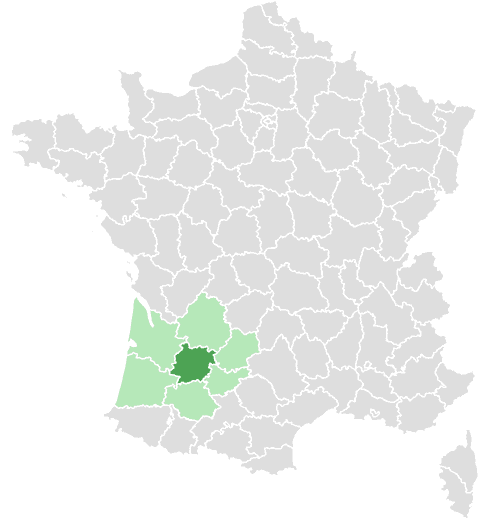 Carte de France : Lot-et-Garonne et départements limitrophes