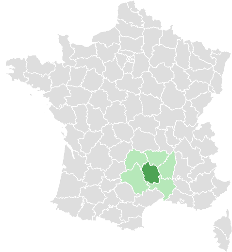 Carte de France : Lozère et départements limitrophes