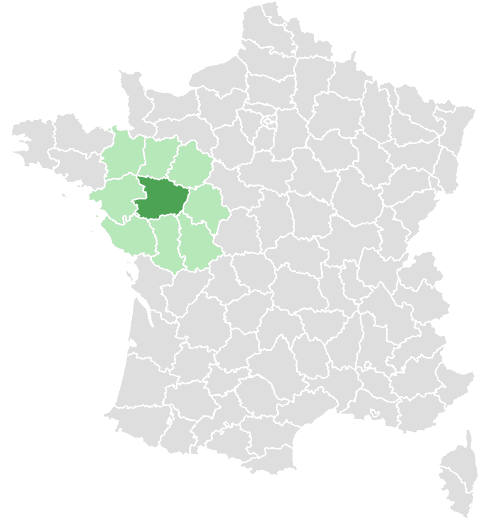 Carte de France : Maine-et-Loire et départements limitrophes
