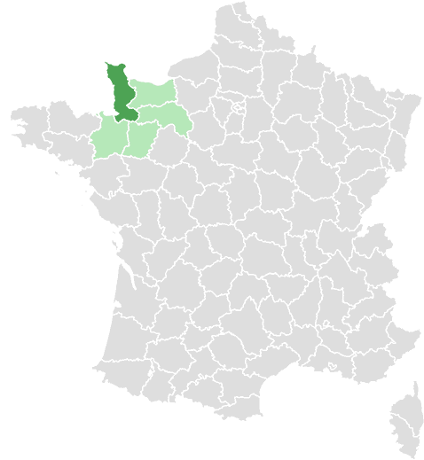Carte de France : Manche et départements limitrophes