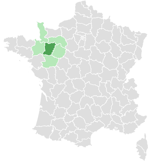 Carte de France : Mayenne et départements limitrophes