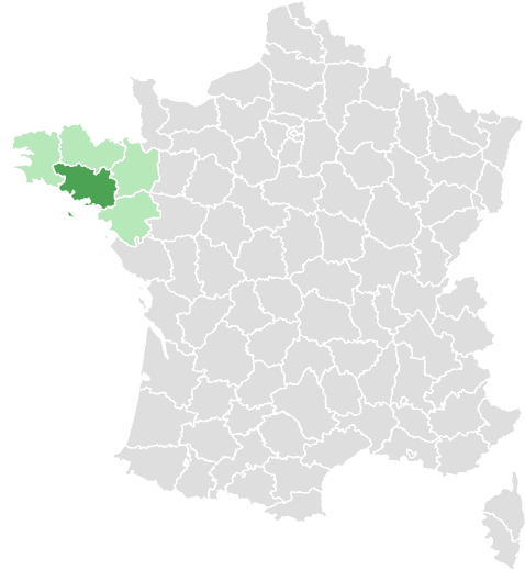 Carte de France : Morbihan et départements limitrophes