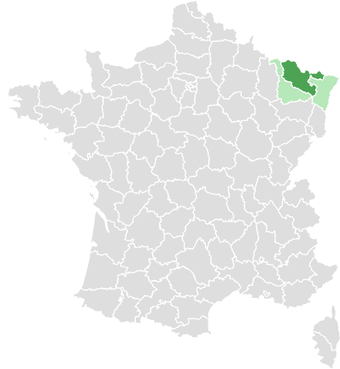 Carte de France : Moselle et départements limitrophes