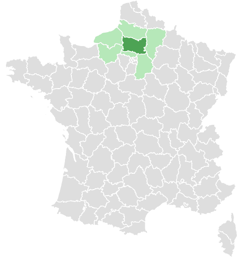 Carte de France : Oise et départements limitrophes