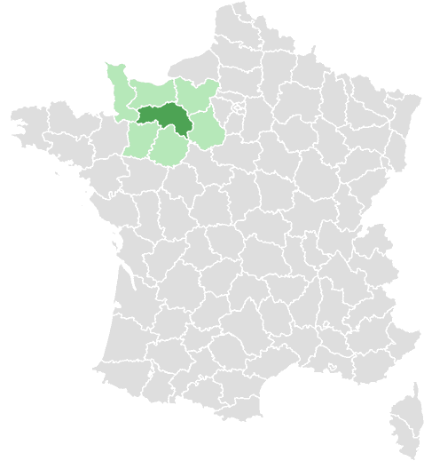 Carte de France : Orne et départements limitrophes