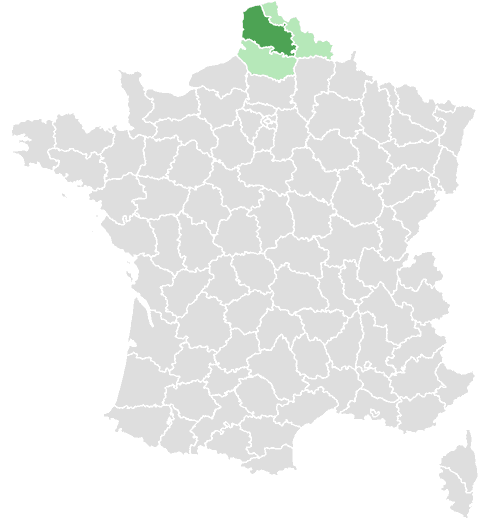 Carte de France : Pas-de-Calais et départements limitrophes