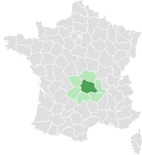 Carte de France : Puy-de-Dôme et départements limitrophes