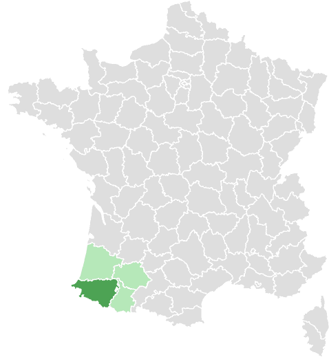 Carte de France : Pyrénées-Atlantiques et départements limitrophes