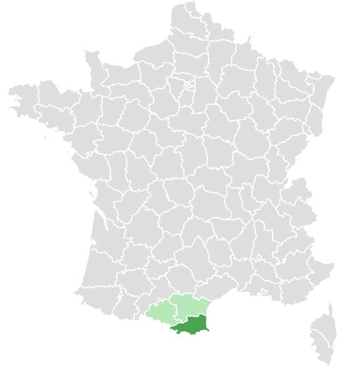 Carte de France : Pyrénées-Orientales et départements limitrophes