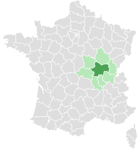 Carte de France : Saône-et-Loire et départements limitrophes