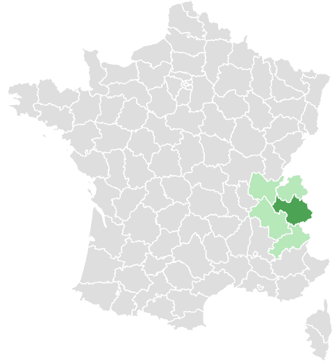 Carte de France : Savoie et départements limitrophes