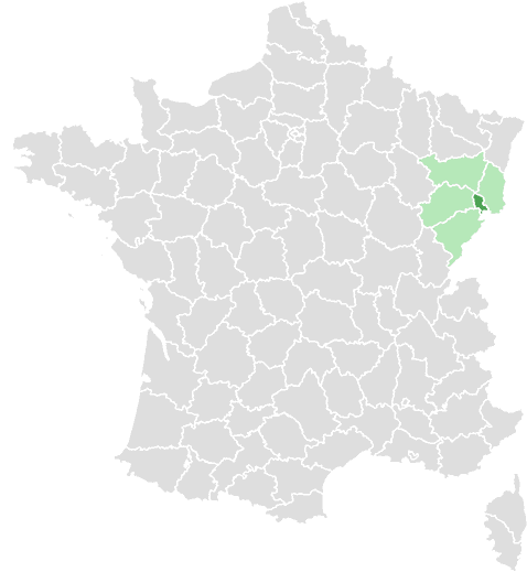 Carte de France : Territoire de Belfort et départements limitrophes