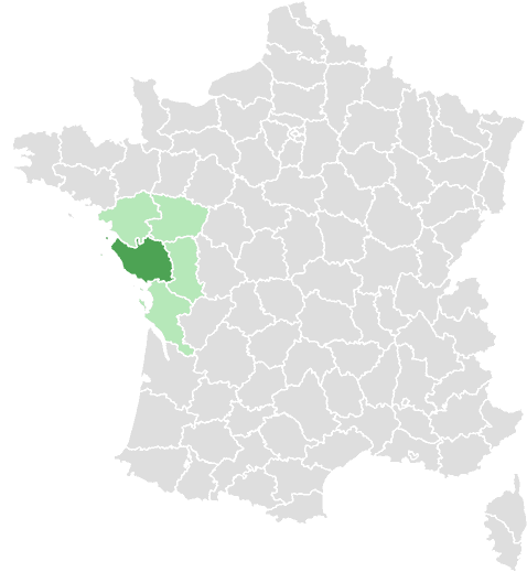 Carte de France : Vendée et départements limitrophes