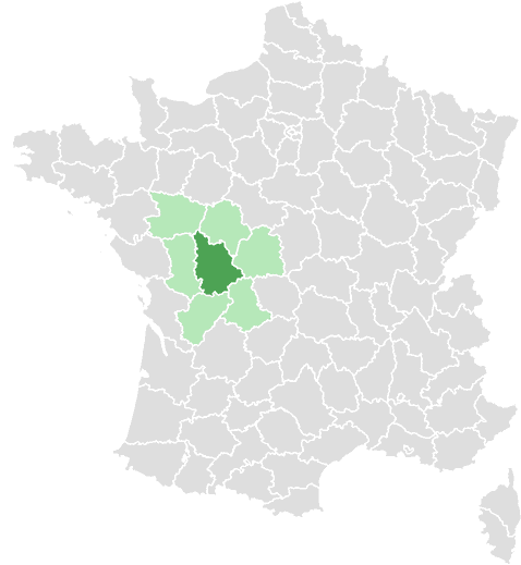 Carte de France : Vienne et départements limitrophes