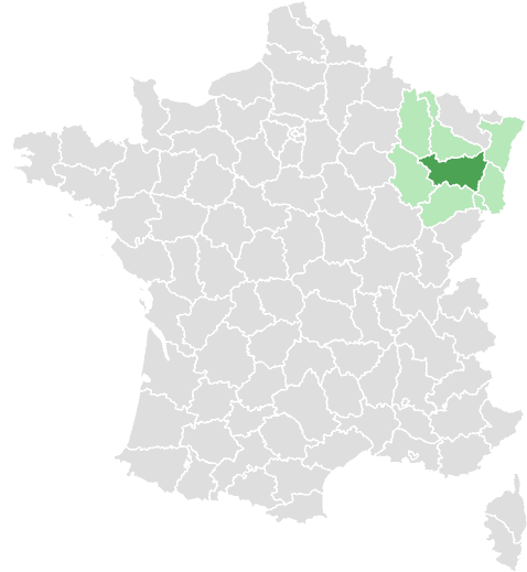 Carte de France : Vosges et départements limitrophes